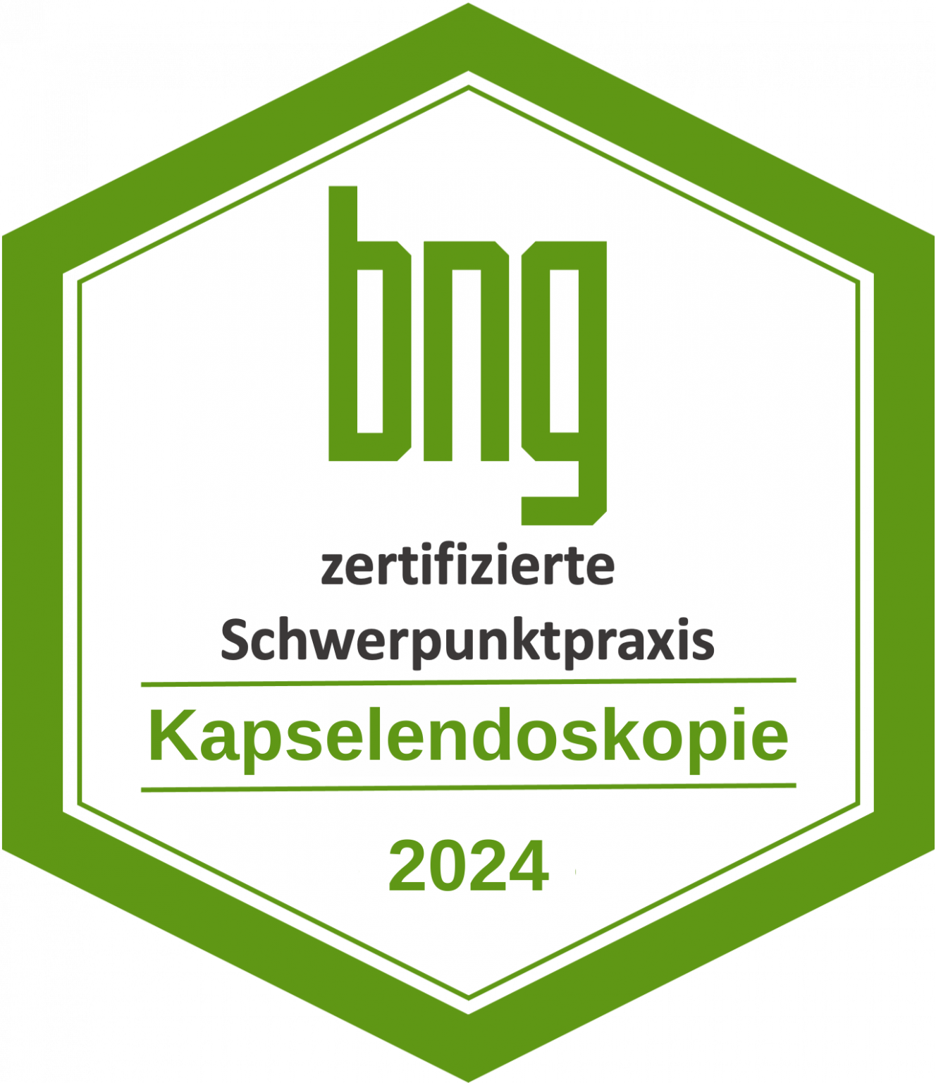 Logo bng zertifizierte Schwerpunktpraxis Kapselendoskopie 2024